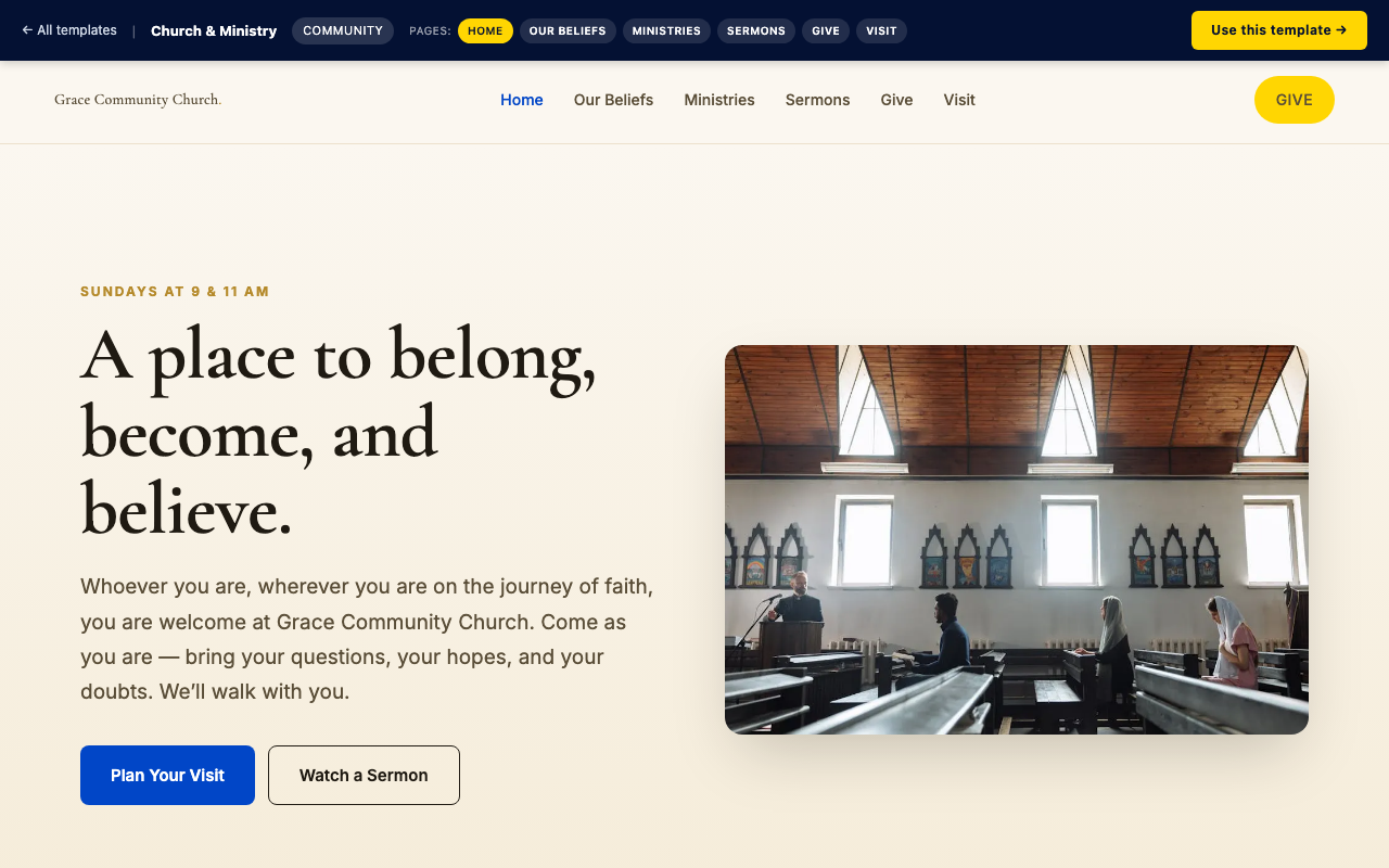Church & Ministry template preview