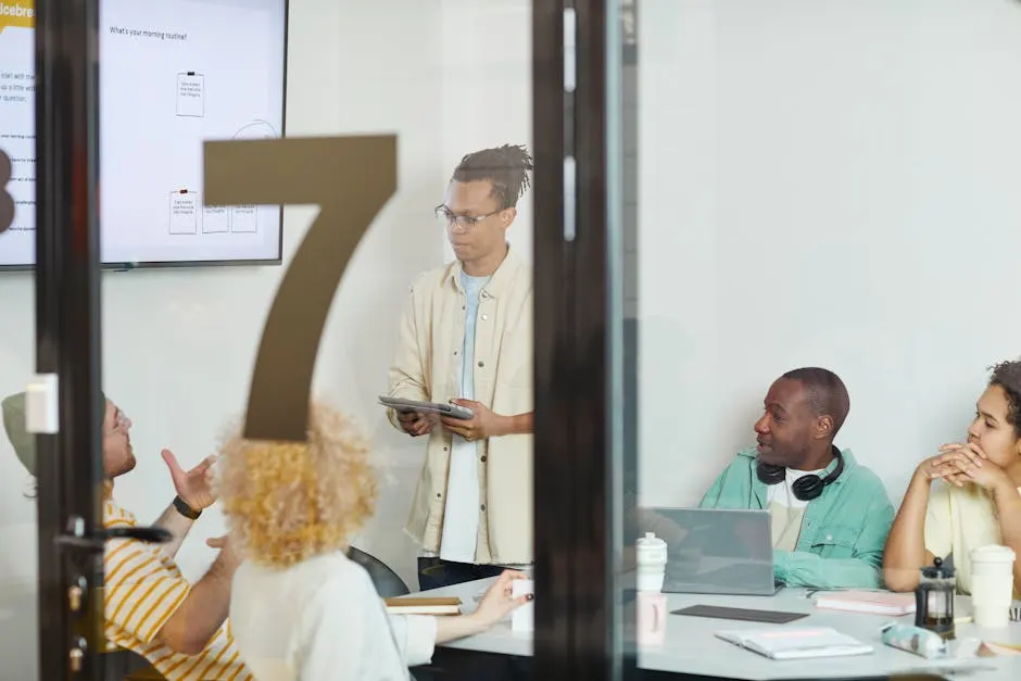 Strategy team running a planning session in a modern conference room